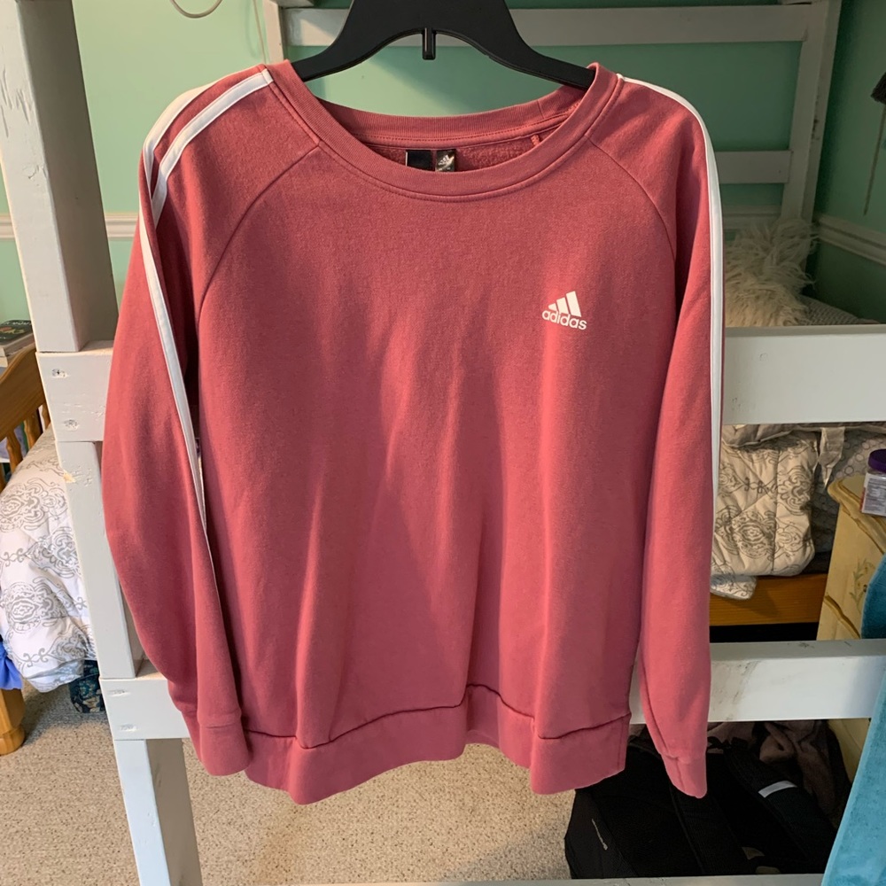 Mauve pink adidas crew neck fleece sweatshirt